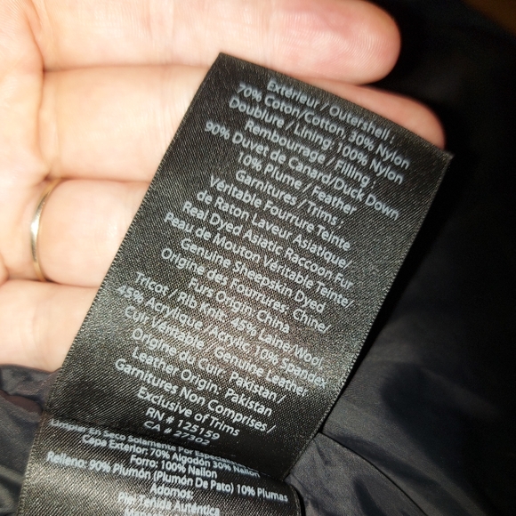 Mackage Men's Blue Down Leather Asiatic Racoon Fur Coat - Picture 16 of 16